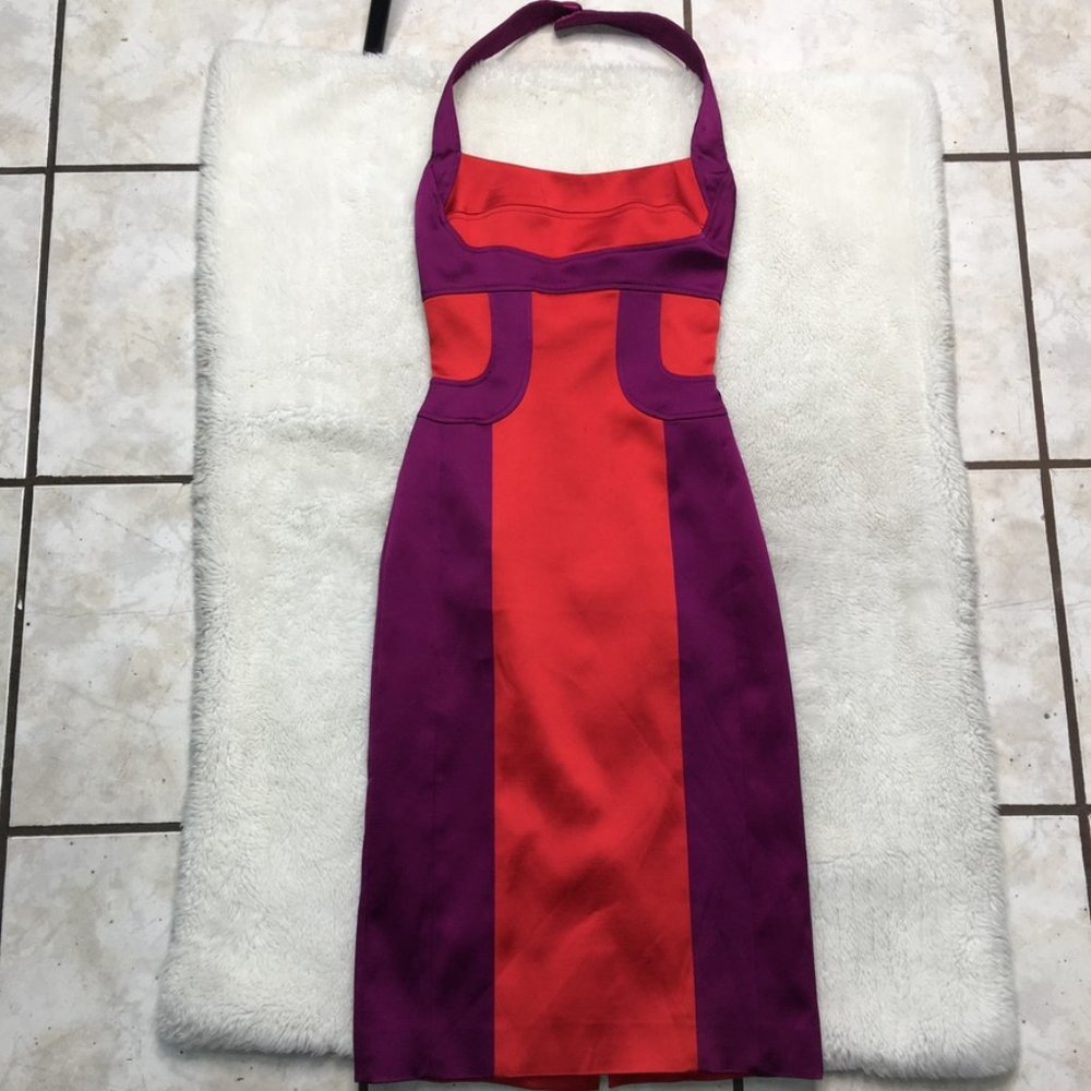 Karen Millen Red and Purple Bodycon Sheath Dress 2